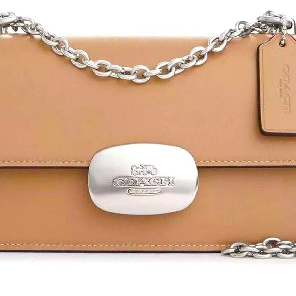 COACH TAUPE LEATHER ELIZA CROSSBODY SHOULDER BAG